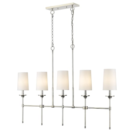 Z-Lite Emily 5 Light Island, Polished Nickel & Off White 3033-5L-PN